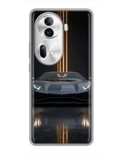 Чехол для OPPO Reno 11 Pro 5G с картинкой «Lamborghini золотые линии»