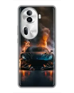 Чехол для OPPO Reno 11 Pro 5G с картинкой «Lamborghini дымная эстетика»