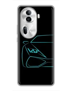 Чехол для OPPO Reno 11 Pro 5G с картинкой «Голубой силуэт Lamborghini»