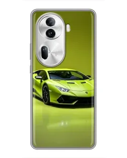 Чехол для OPPO Reno 11 Pro 5G с картинкой «Салатовый Lamborghini Huracan»