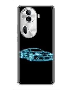 Чехол для OPPO Reno 11 Pro 5G с картинкой «Неоновый контур Lamborghini»