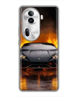 Чехол для OPPO Reno 11 Pro 5G с картинкой «Lamborghini в огне»