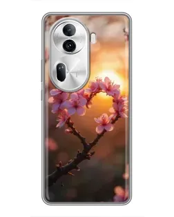 Чехол для OPPO Reno 11 Pro 5G с картинкой «Розовый цвет сердце на фоне заката» Чехол для OPPO Reno 11 Pro 5G с картинкой «Розовый цвет сердце на фоне заката»