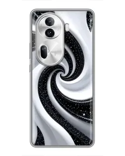 Чохол для OPPO Reno 11 Pro 5G з картинкою «Чорно-біла спіраль»