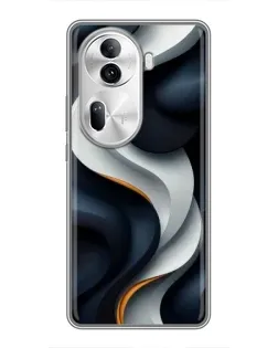 Чохол для OPPO Reno 11 Pro 5G з картинкою «Об'ємні чорно-білі стрічки»