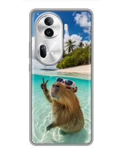 Чехол для OPPO Reno 11 Pro 5G с картинкой «Капибара на море»