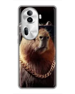 Чехол для OPPO Reno 11 Pro 5G с картинкой «Капибара золотая цепь»