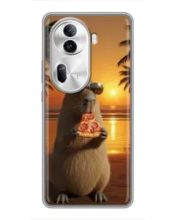 Чехол для OPPO Reno 11 Pro 5G с картинкой «Капибара с пиццей»