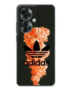 Чехол для OPPO Reno 11F с картинкой «Оранжевый дым Adidas»