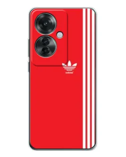 Чехол для OPPO Reno 11F с картинкой «Красный минимализм Adidas»