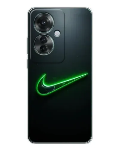Чехол для OPPO Reno 11F с картинкой «Неоновый контур Nike»