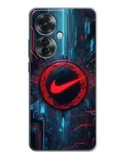 Чехол для OPPO Reno 11F с картинкой «Техногенный стиль Nike»