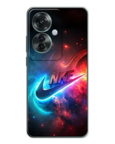 Чехол для OPPO Reno 11F с картинкой «Огненный логотип Nike»