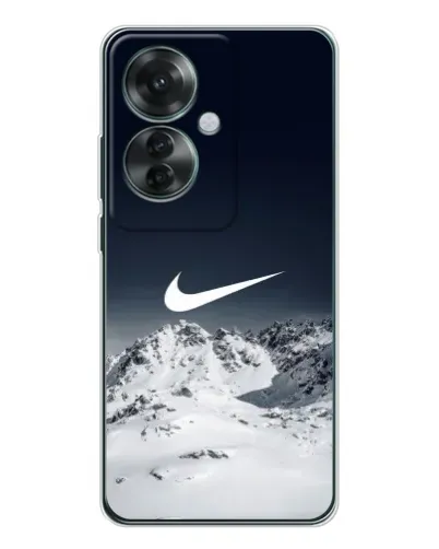 Чехол для OPPO Reno 11F с картинкой «Nike — зимние горы»