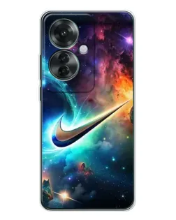 Чехол для OPPO Reno 11F с картинкой «Космический Nike Swoosh»
