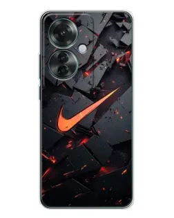 Чехол для OPPO Reno 11F с картинкой «Nike — эффект разломов»