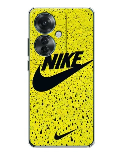 Чехол для OPPO Reno 11F с картинкой «Желтый текстурный Nike»