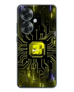Чехол для OPPO Reno 11F с картинкой «Nike — золотая искра»