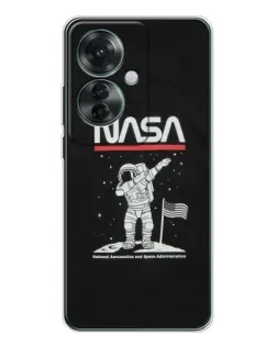 Чехол для OPPO Reno 11F с картинкой «NASA — шагаем по Луне»