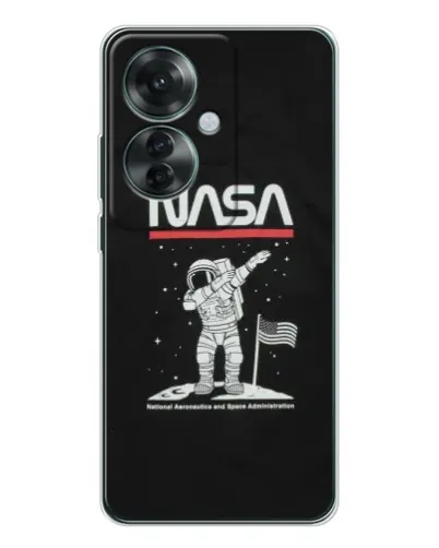 Чехол для OPPO Reno 11F с картинкой «NASA — шагаем по Луне»