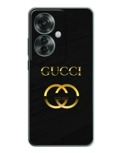 Чехол для OPPO Reno 11F с картинкой «Золотой логотип Gucci»