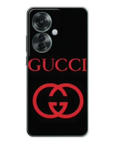 Чехол для OPPO Reno 11F с картинкой «Gucci — красный логотип»