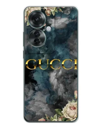 Чехол для OPPO Reno 11F с картинкой «Абстрактные цветы Gucci»