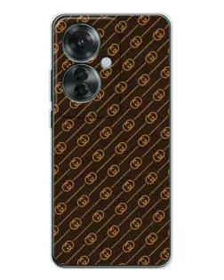 Чехол для OPPO Reno 11F с картинкой «Gucci — золотые диагонали»