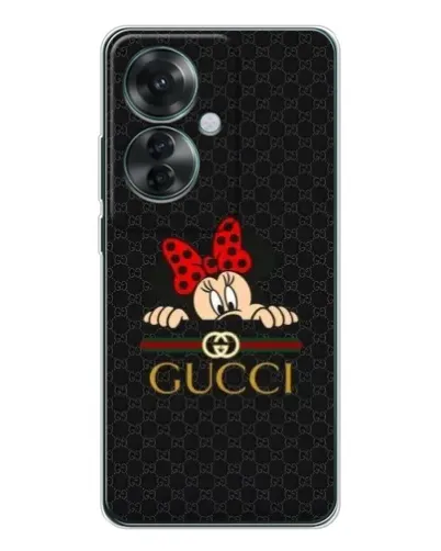 Чехол для OPPO Reno 11F с картинкой «Минни Маус Gucci — черный»
