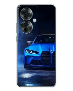 Чехол для OPPO Reno 11F с картинкой «Голубая BMW M4»