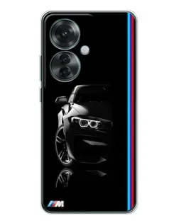 Чехол для OPPO Reno 11F с картинкой «Силуэт BMW в темноте»