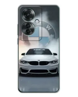 Чехол для OPPO Reno 11F с картинкой «BMW в белом дыму»