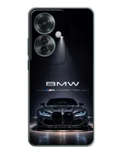Чехол для OPPO Reno 11F с картинкой «BMW сквозь ночной город»