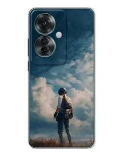 Чехол для OPPO Reno 11F с картинкой «Герой PUBG на скале»