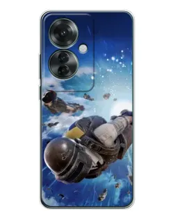 Чехол для OPPO Reno 11F с картинкой «Десант PUBG — прыжок»