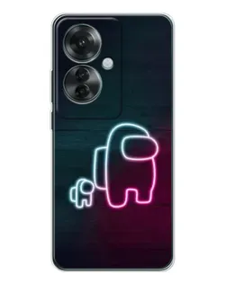 Чехол для OPPO Reno 11F с картинкой «Among Us неон-арт»