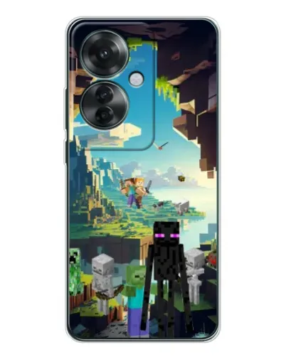 Чехол для OPPO Reno 11F с картинкой «Эндермен в лесу»