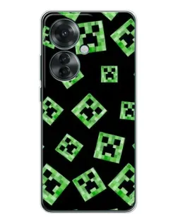Чехол для OPPO Reno 11F с картинкой «Паттерн с криперами»