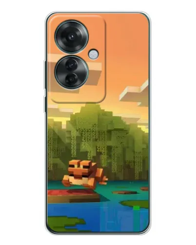 Чехол для OPPO Reno 11F с картинкой «Майнкрафт закат солнца»