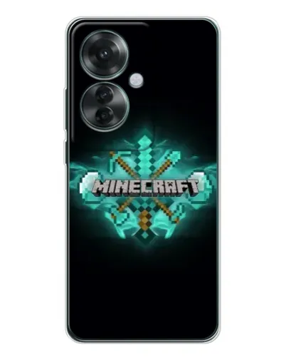 Чехол для OPPO Reno 11F с картинкой «Minecraft Diamond лого»