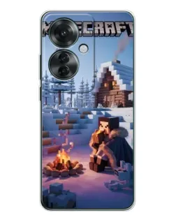 Чехол для OPPO Reno 11F с картинкой «Зимний Minecraft»