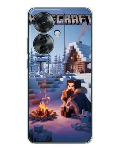 Чехол для OPPO Reno 11F с картинкой «Зимний Minecraft»