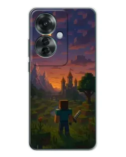 Чехол для OPPO Reno 11F с картинкой «Стив у башни»