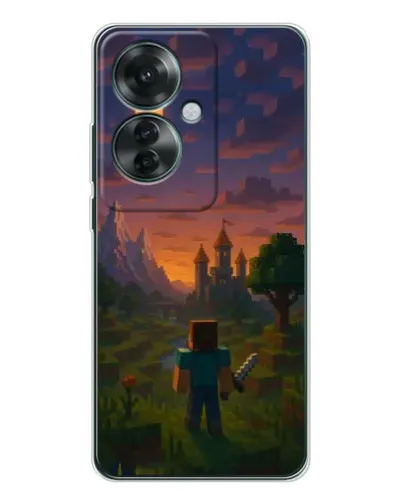 Чехол для OPPO Reno 11F с картинкой «Стив у башни»