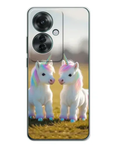 Чехол для OPPO Reno 11F с картинкой «Пара единорогов»