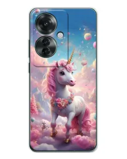 Чехол для OPPO Reno 11F с картинкой «Единорог среди облаков»