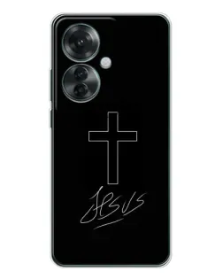 Чохол для OPPO Reno 11F з картинкою «Графічний хрест Jesus»