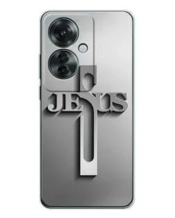 Чохол для OPPO Reno 11F з картинкою «Металевий хрест Jesus»