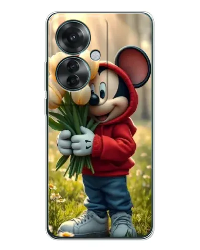 Чехол для OPPO Reno 11F с картинкой «Микки с тюльпанами» Чехол для OPPO Reno 11F с картинкой «Микки с тюльпанами»