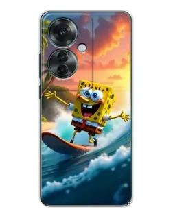 Чехол для OPPO Reno 11F с картинкой «Губка Боб серфингист»